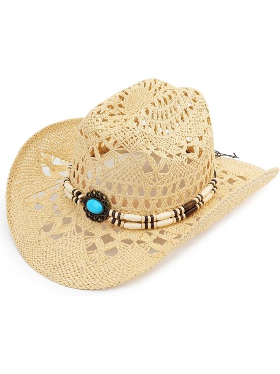 Other - Men's Beige-m Straw Adjustable Wide Brim Sun Beach Western Cowgirl Cowboy Hat